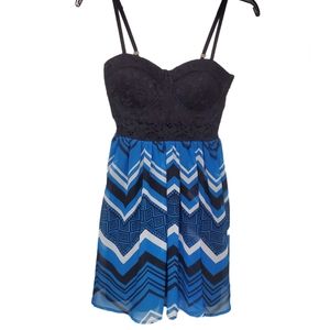 Material Girl  NWT Lacy Bustier Black/Blue Party/ Prom Mini Dress Size S